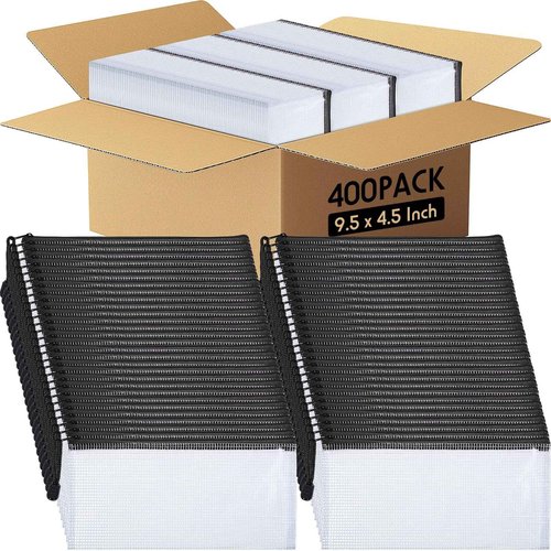 Zhehao 400 Pcs A6 Mesh Zipper Pouch Pencil Pouch with Zipper Waterproof Mesh Storage Bags Small File Bags for Classroom Organization School Office Supplies, 9.5 x 4.5 Inch (Black)