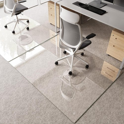InfiniGlass Tempered Glass Chair Mat 60"x48" – Ultra-Clear Office Chair Mat for Hardwood Floors & Low-Pile Carpets – Heavy-Duty 0.2" Scratch-Resistant Surface with Non-Slip Pads – Supports 1,000 lbs
