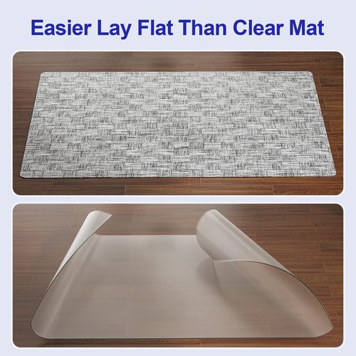 Delamu Office Chair Mat for Hardwood Floor, Non-Slip PVC Woven Computer Desk Chair Mat, 45"×53" Heavy Duty Hard Floor Protector for Rolling Chairs, Light Gray, Not for Carpet