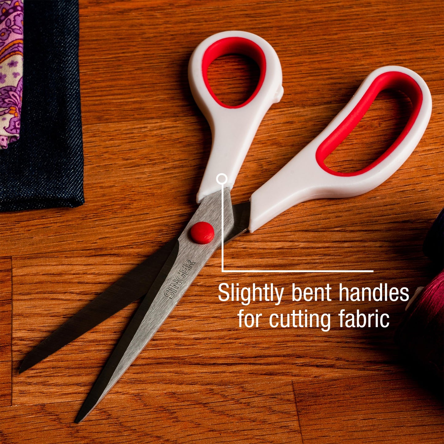 SINGER 8-1/2-Inch Fabric Scissors with Comfort Grip Red & White, 12-Pack