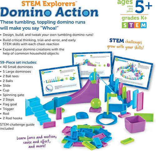Learning Resources Domino Action STEM Explorers - 59 Pieces Educational Toy for Kids Age 5+
