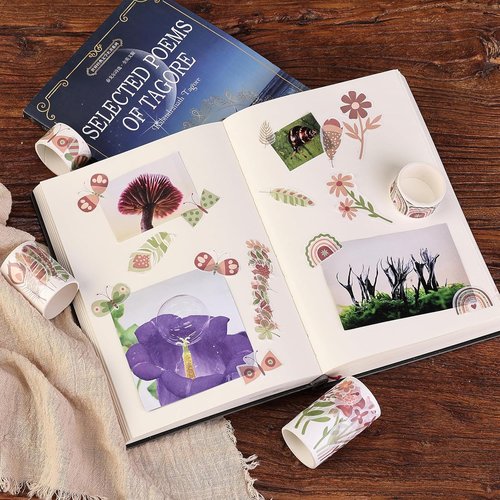 Mr. Pen Washi Tape Stickers - 5 Rolls with 40 Decorative Stickers Each for Planners & Crafts