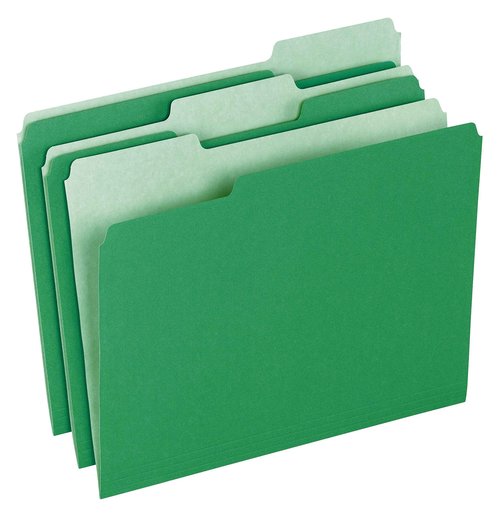 Pendaflex Two-Tone Color File Folders Letter Size Red 152 1/3 and Bright Green 152 1/3, 100 per Box Bundle