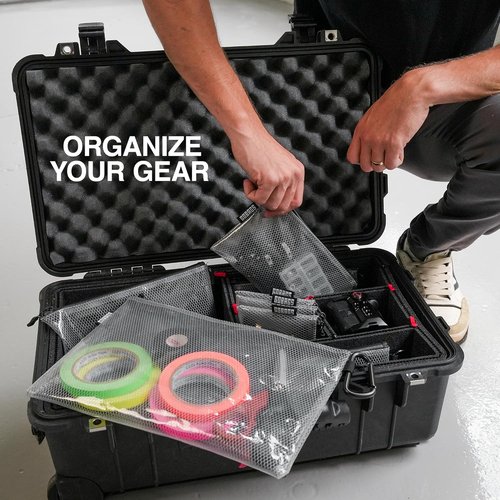 GOBAGS Clear Zipper Pouch Set - Multi-Size Cable Organizer & Travel Gear Bag for Electronics | 4-Pack