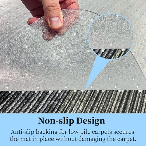 Tonaus Chair Mat for Carpet, 48"×36" Desk Chair Mat for Home Computer Desk Rolling Chair, Transparent Carpet Floors 2.2mm Thick T-Shape Floor Protection with Non-Slip Studded for Low Pile Carpets