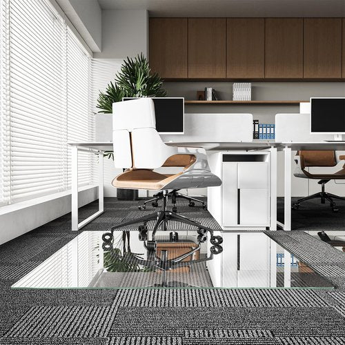 Chair Mat for Carpet, New Upgraded Tempered Glass 46"x60" Office Chair Mat for Carpet, Floor Mat Protector with Rounded and Polished Edges, Ideal for Wooden Floor, Rolling Chairs, Office, Home