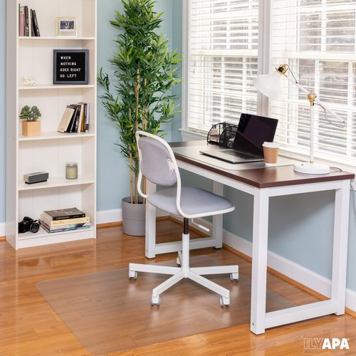 Ilyapa Hardwood Chair Mat 30" x 48" Heavy Duty Clear PVC Office Chair Mat for Hardwood and Tile Floors, Floor Protection for Home or Office
