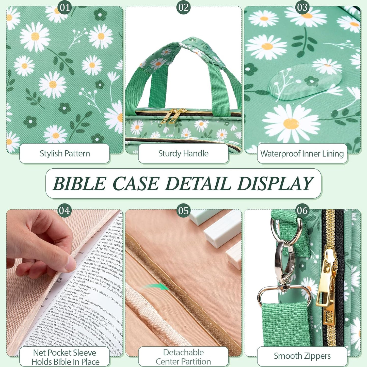 Skiennix Bible Cover Case for Women - Large Bible Bag with Shoulder Strap & Journaling Kit | Pastel Highlighters & 75 Tabs
