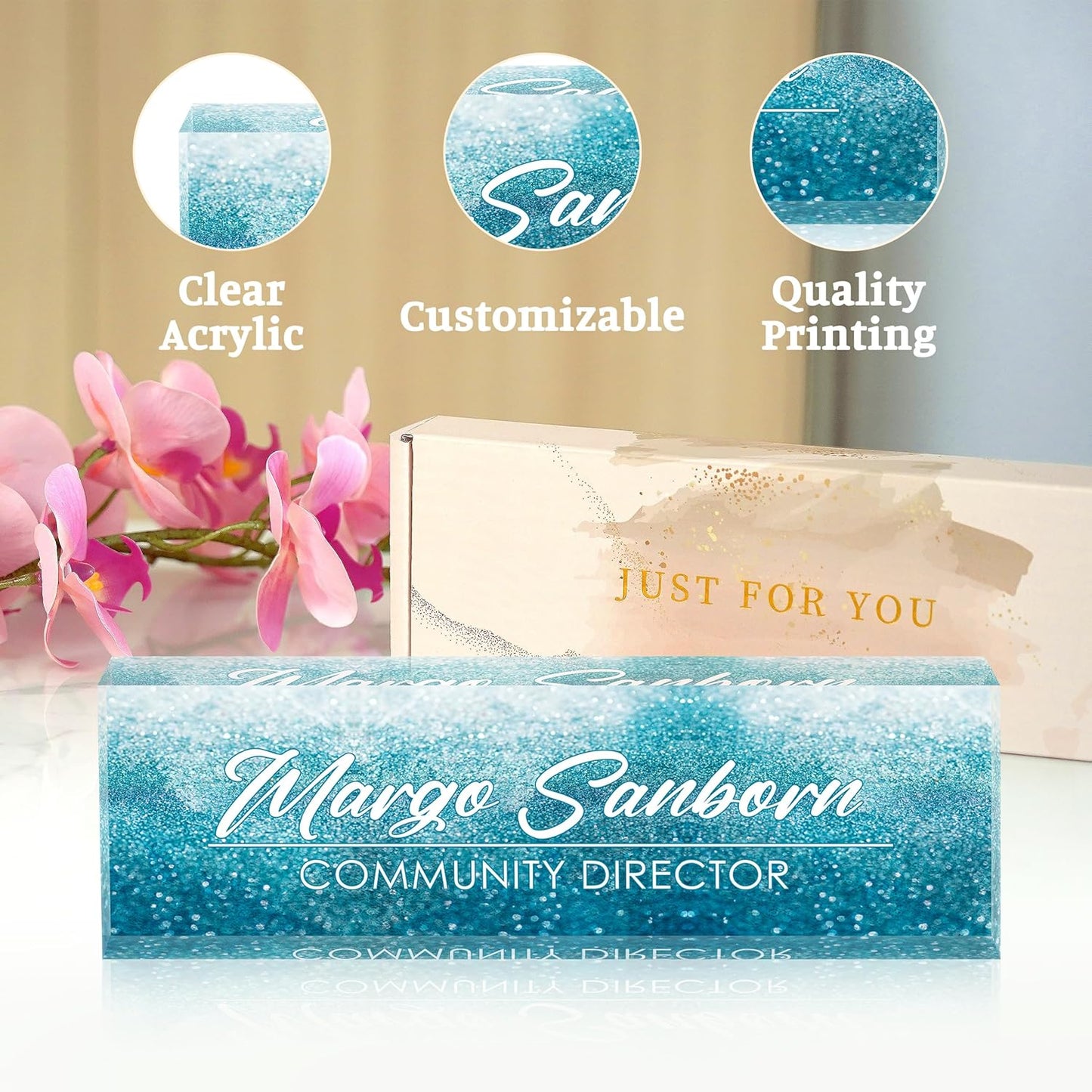 Skiennix Personalized Name Plate - Custom Office Desk Decor for Boss, Manager, Teacher & More
