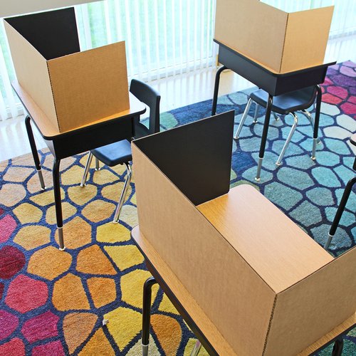 Flipside Products 12”x 48” Black Study Carrel, Privacy Boards, Student Privacy and Focus Booth for The Classroom, Desk Divider Cubby for Tests, Made in USA - 24 Pack