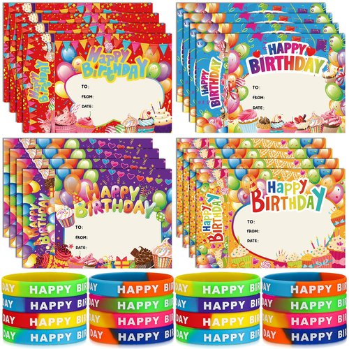 Junkin 32 Pcs Star Student Certificate Award Wristband Happy Birthday Certificate Recognition Gifts Congrats Celebrity of The Week Month Award for Back to School Classroom(Birthday)