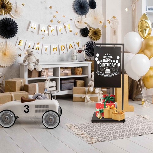 SHANTRA Metal Base Double-Sided Chalkboard Sign, 19" x 43" - Standing Sandwich Board Signs for Restaurant, Business, Cafe, Wedding