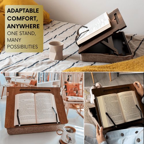 Vigo Wood Book Stand with Storage, Book Holder, Reading Stand, Recipe Book Stand, Wooden Book Stands for Reading, Cookbook Stand for Kitchen, Book Holder for Reading in Bed