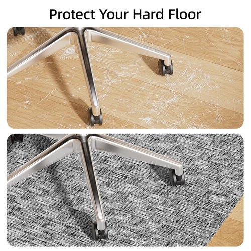 Yecaye Office Chair Mat for Hardwood Floor,45" x 53" Under Computer Desk Floor Protects for Rolling Chair,Non Slip PVC Woven Gaming Chair Mat,Not for Carpet (Lightgrey, 45" x 53")