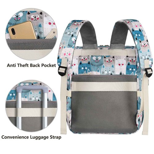 FALANKO Laptop Backpack for Women,Teacher Doctor Nurse Work Purse Bag for 15.6 Inch Laptop,Cute Cartoon Pattern backpack With USB Charging Port RFID Anti Theft Pocket, Large Travel Bookbag for Women