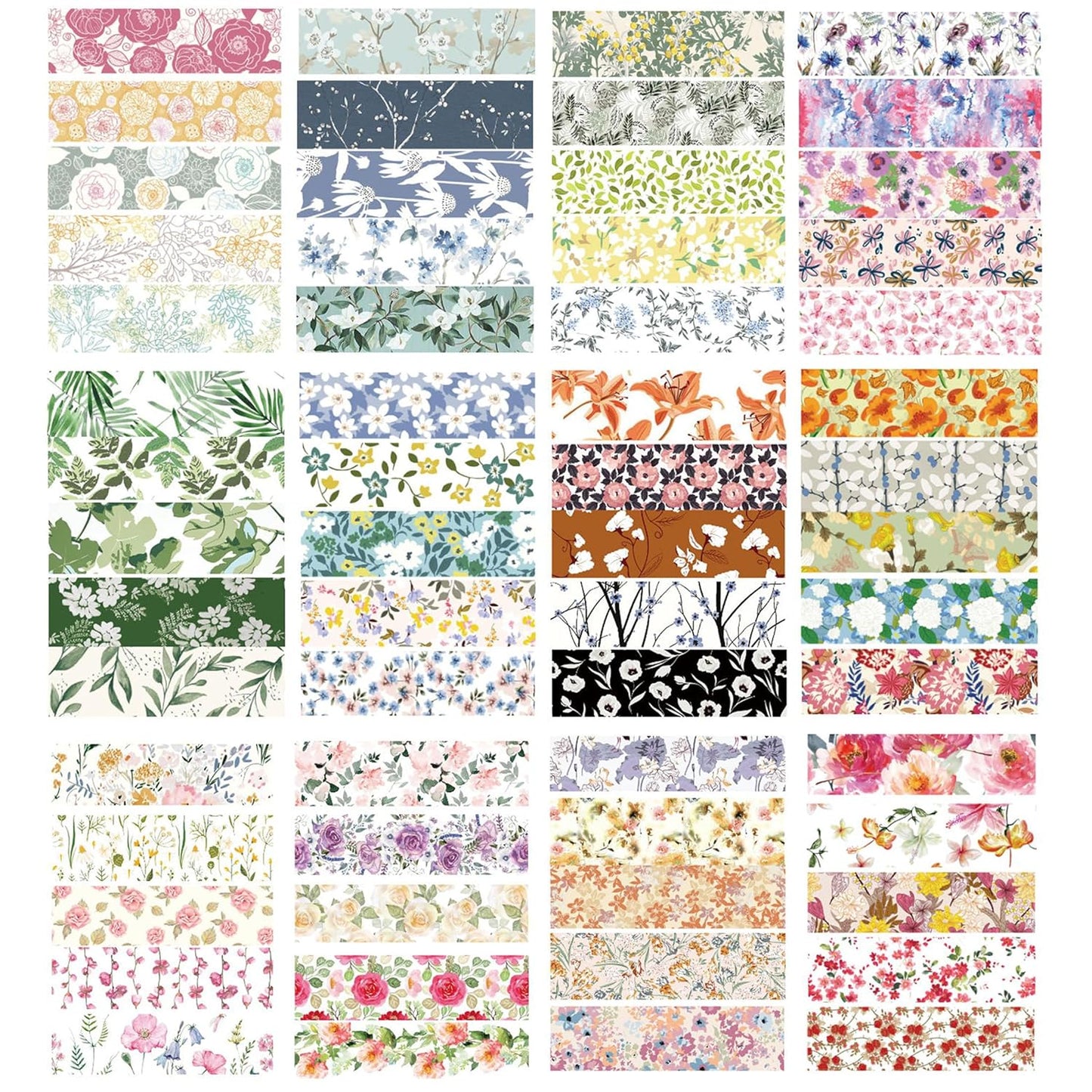 YUBX Washi Tape Set - 60 Rolls of Floral Decorative Tapes for Arts, Crafts, Journals & Planners