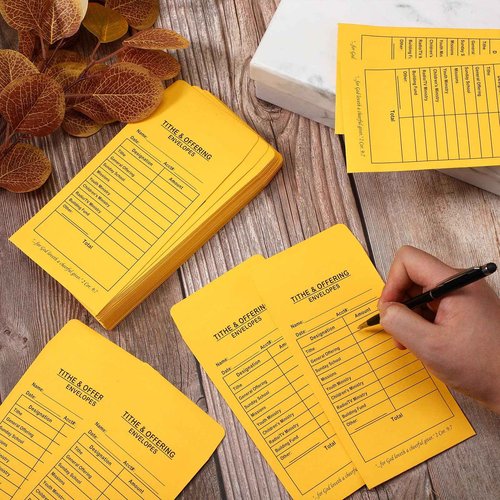 1200 Pcs Church Offering Tithe Donation Envelopes 6.5 x 3.5 Inch Golden Paper Tithes and Offering Envelopes for Church Tithing Checks and Cash Envelopes for Offering (1200, Tithes And Offering)