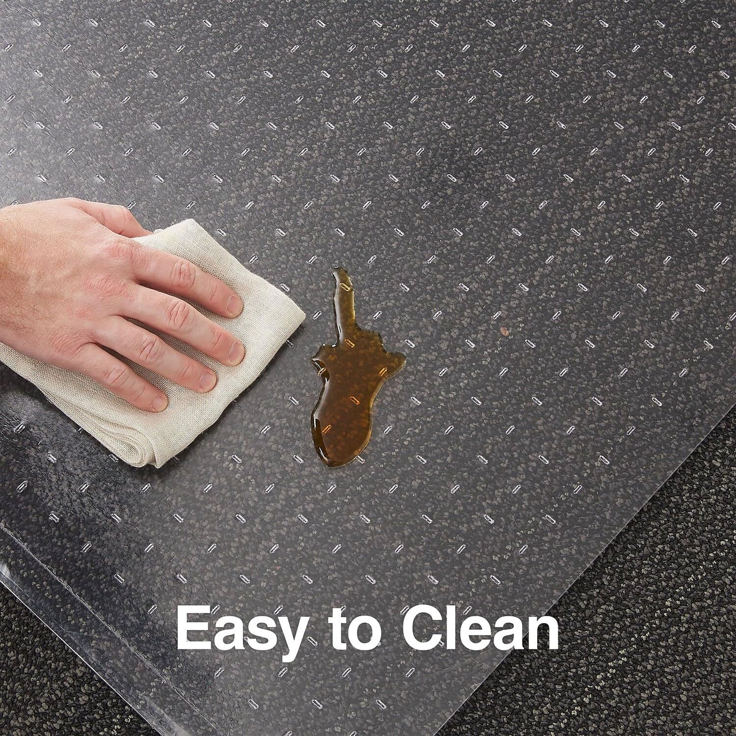 Staples Office Chair Mat, Clear Floor Mats with Lip, Low-Pile Carpets, Extended Under-Desk Coverage, 48 x 36 Inch, Smooth Glide