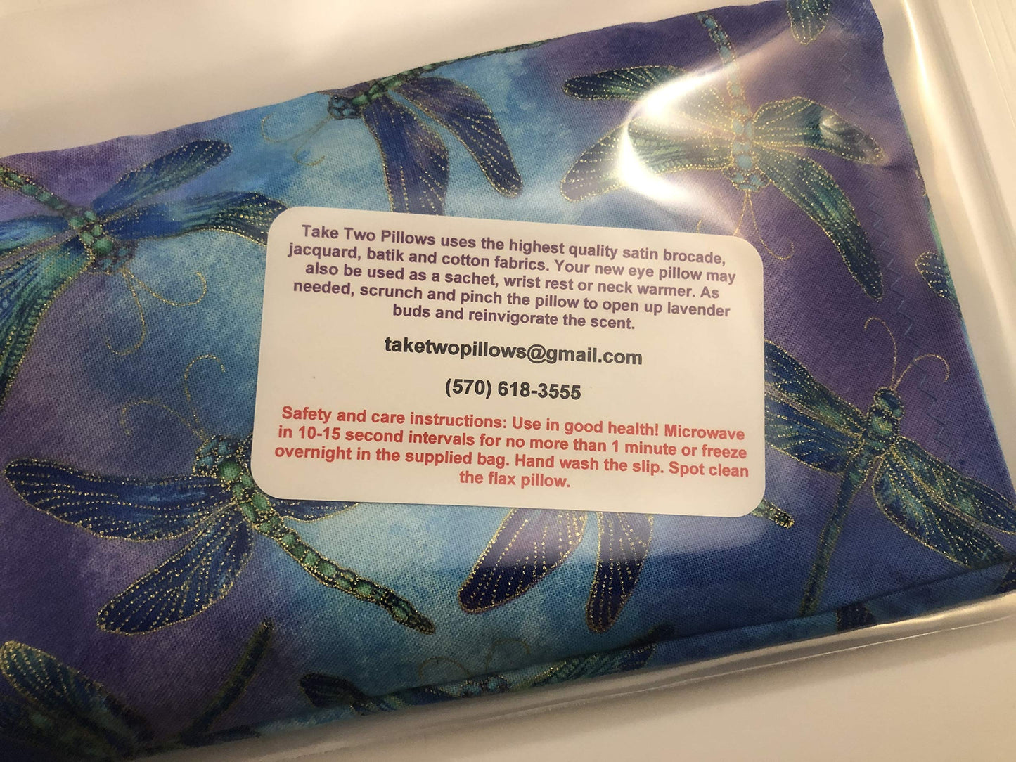 (Take Two Pillows) One Weighted Flaxseed Eye Pillow with Lavender Buds and Matching Slip Cover. (10 x 4 x 1 inches). Don't take Pills! Take Pillows!