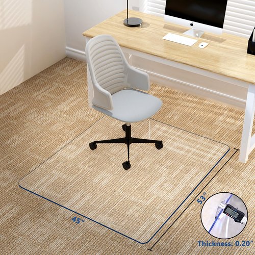 Naturei Office Chair Mat for Hardwood Floor, 45" x 53" Clear Chair Mats, 1/5" Thick Plastic Mat for Under Office Chair, Desk Floor Protector for Rolling Chairs, for Hardwood or Low Pile Carpet