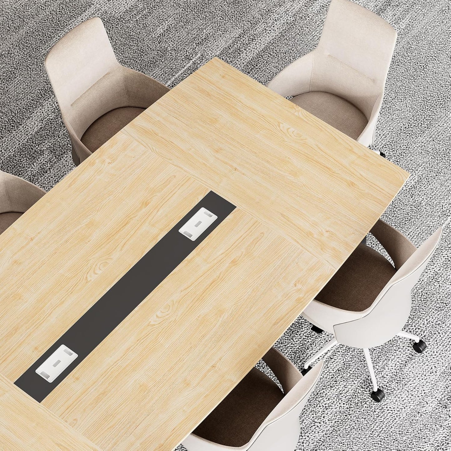 LITTLE TREE 6 FT Conference Room Table, 70.86L x 35.43W x 29.52H Inches Boat Shaped Meeting Seminar Boardroom Table