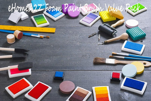 EHOMEA2Z Foam Paint Brushes Set - Versatile Sponge Brush Kit With Sturdy Wooden Handles - Ideal for Painting, Retouching and Crafts, Assorted Sizes (10)