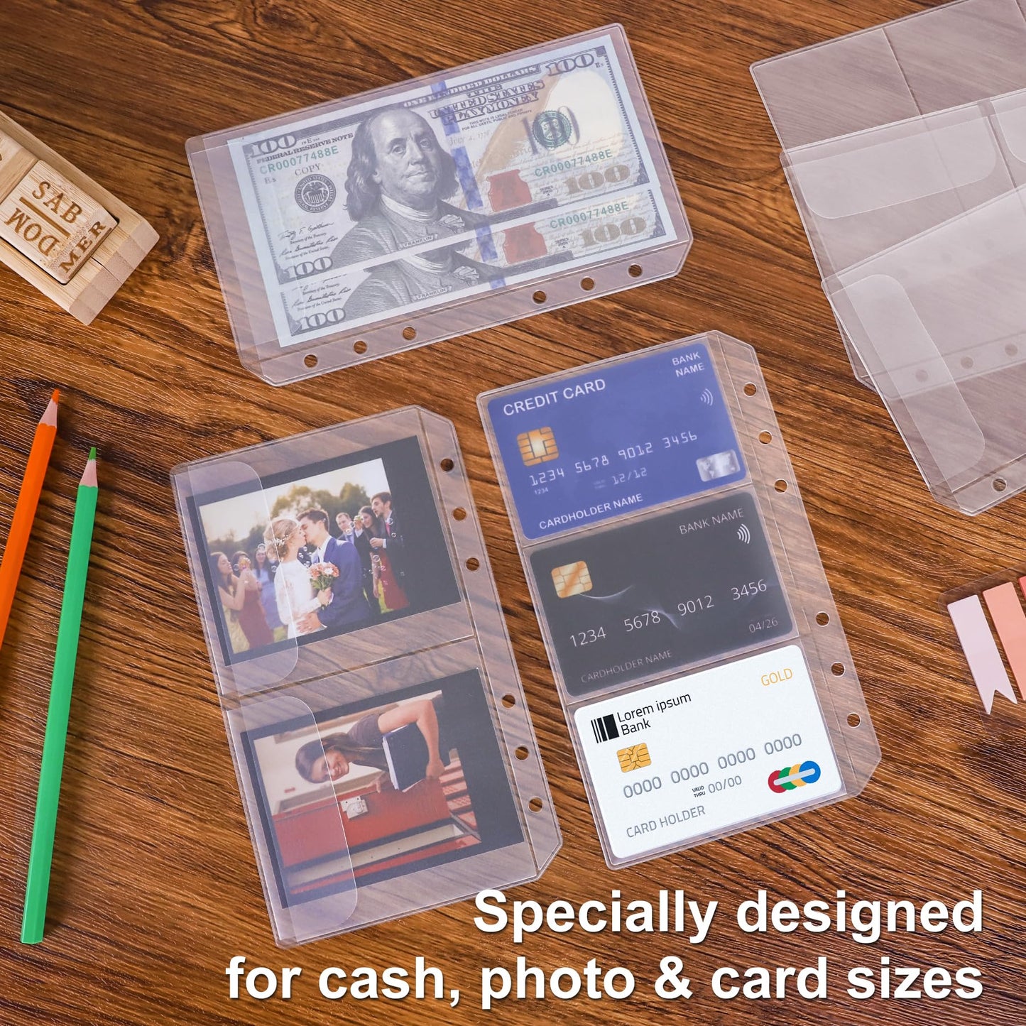 Antner 12PCS A6 Binder Pockets No Zipper Cash Envelopes for A6 6-Ring Binder, Zipless Money Folder Organizer Bill Pouches Business Card Sleeves Notebook Fillers Insert Pages for Cash Stuffing Binder