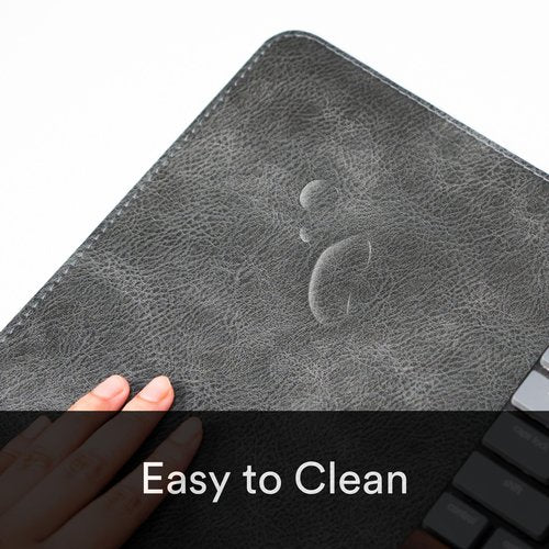 Wolvende Premium Distressed Faux Vegan Leather Desk Mat | Multifunctional Desk Pad for Home Office | (Black/Grey, 12" x 27.5")