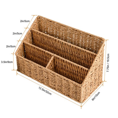 DINGTAI Woven Mail Organizer Countertop, 12 Inch Mail Organizer Basket for Bill and Pen, Farmhouse Desk organizers and storage