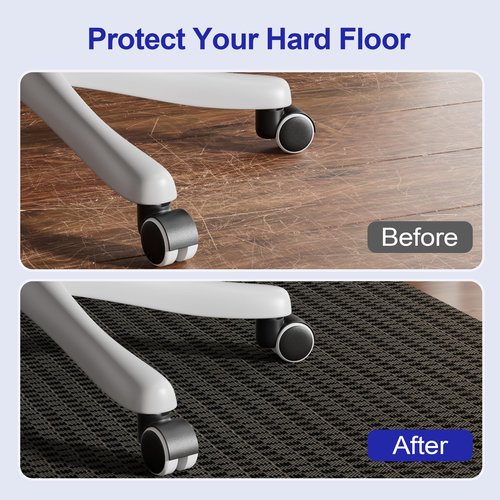 Delamu Office Desk Chair Mat for Hardwood Floor, 36"×48" Under Desk Floor Protector for Computer Gaming Chairs, Anti-Slip Woven Desk Chair Mats for Office Home (Black Brown)