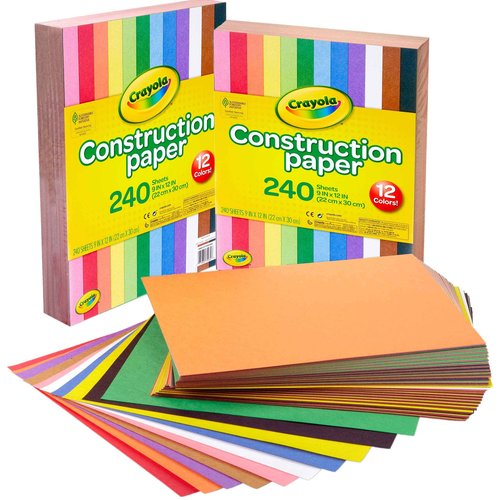 Pacon Super Value Poster Board, 22"X28", White, 50 Sheets and Crayola Construction Paper - 480ct (2 Pack), Bulk School Supplies for Kids