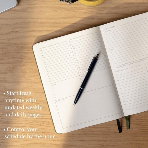 Anecdote 2026 Planner - 52-Week Daily Planner with Vegan Leather Hardcover | Ocean Blue, Start Anytime & Achieve Your Goals