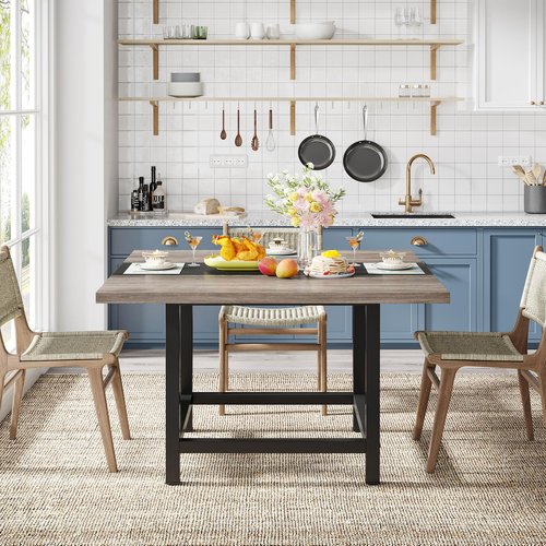 Tribesigns Small Conference Room Table for 4 People, Rustic Square 39.4L X 39.4W X 29.52H Inches Wood Computer Desk for Home Office, Conference Room,Small Space (Chair not Included)