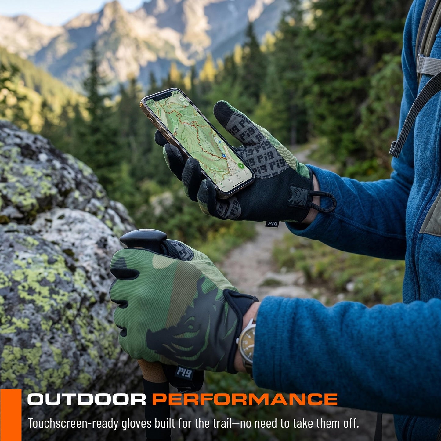 PIG FDT Delta Utility Gloves, Touchscreen Compatible, High Dexterity for Shooting Sports, 1 Pair, Ranger Green, Large