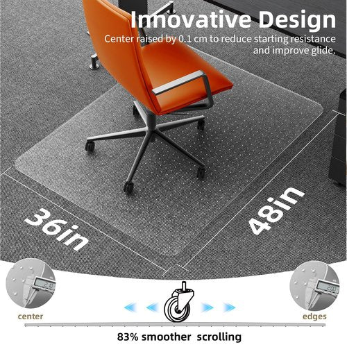 Office Chair Mat for Carpet: 36"x48" Computer Desk Floor Mat -PVC Plastic Rug Carpet Protector Mats for Gaming Chair Under Desk Pad for Rolling Chair