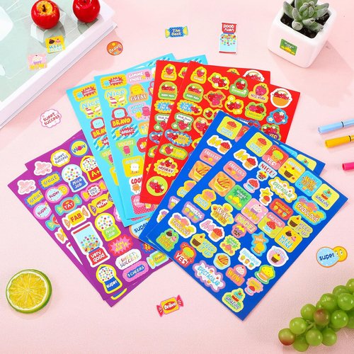 Eersida 750 Pcs Scented Reward Stickers - Motivational Scratch & Sniff for Kids | Classic Dessert Scents