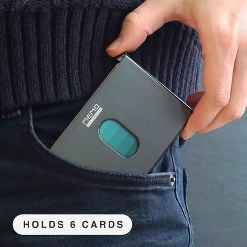 New Things Lab MEMO Whiteboard Wallet - an Innovative Mini Pocket Notebook & Aluminum RFID Blocking Wallet for Men & Women - Dry Erase Notepad w/ 6 Card Slots, Pen & Magnet Closure - Slate Grey
