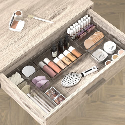 Simple Houseware 30 PCS Clear Plastic Drawer Organizers Set, 5-Size for Makeup, Bathroom, Bedroom and Office