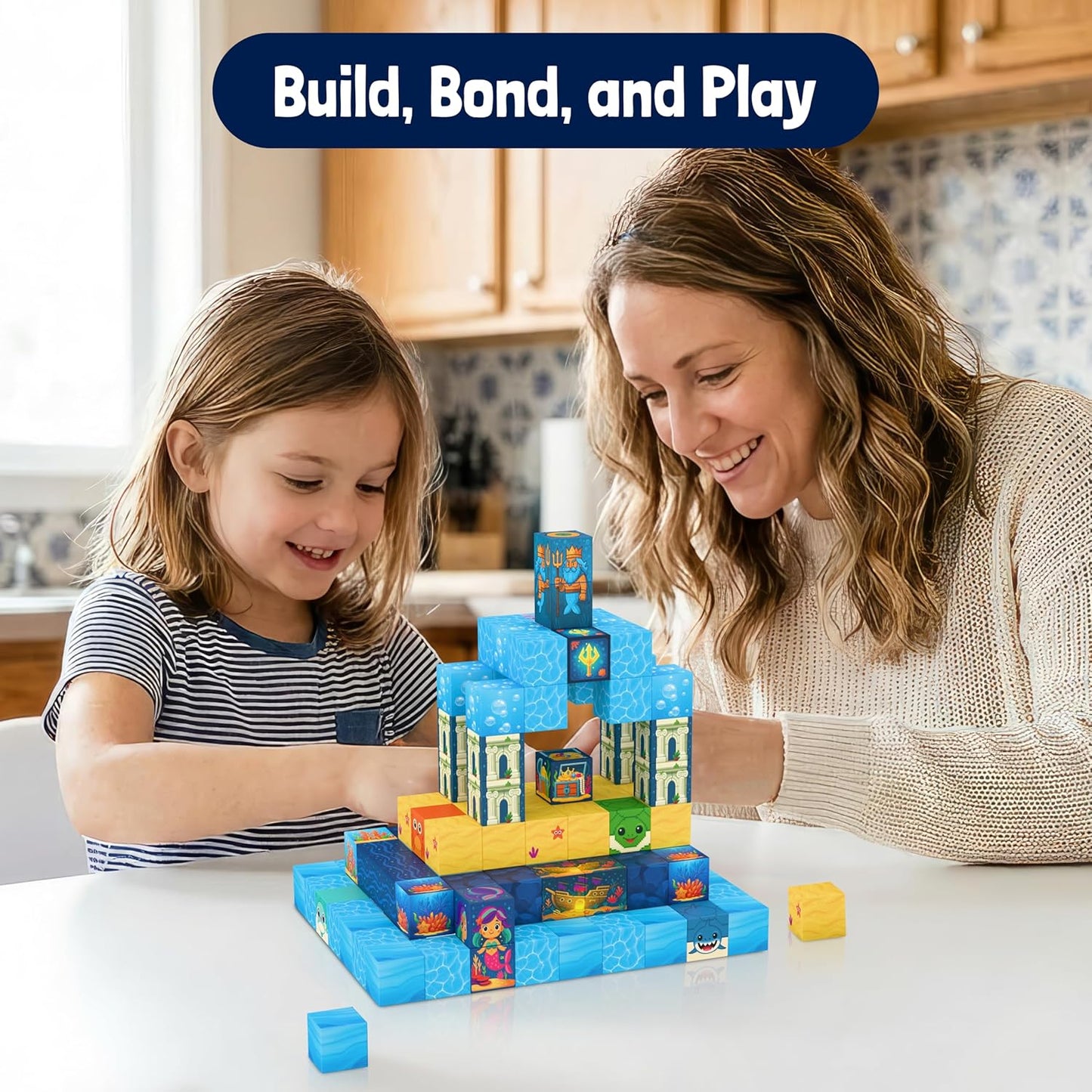 Skiennix Light Up Magnetic Building Blocks - 120 PCS STEM Educational Toy for Kids 3+ | 1 Inch Magnet Cubes