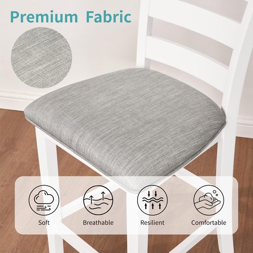 FLEXISPOT Bar Height Dining Table Set with Charging Station & 3-Tier Adjustable Storage, Space-Saving 3 Piece Counter Height Kitchen Table and Chairs Set, Grey Finish (1 Table 36" + 2 Chairs), White