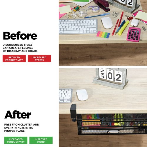 Under Desk Drawer Organizer Clamp-On, Mesh Metal Desk Drawer Attachment, 2 Drawer Slide Out, On Desk Or Under Desk Organizer For Office Supplies & Home Essentials (2 Drawers)