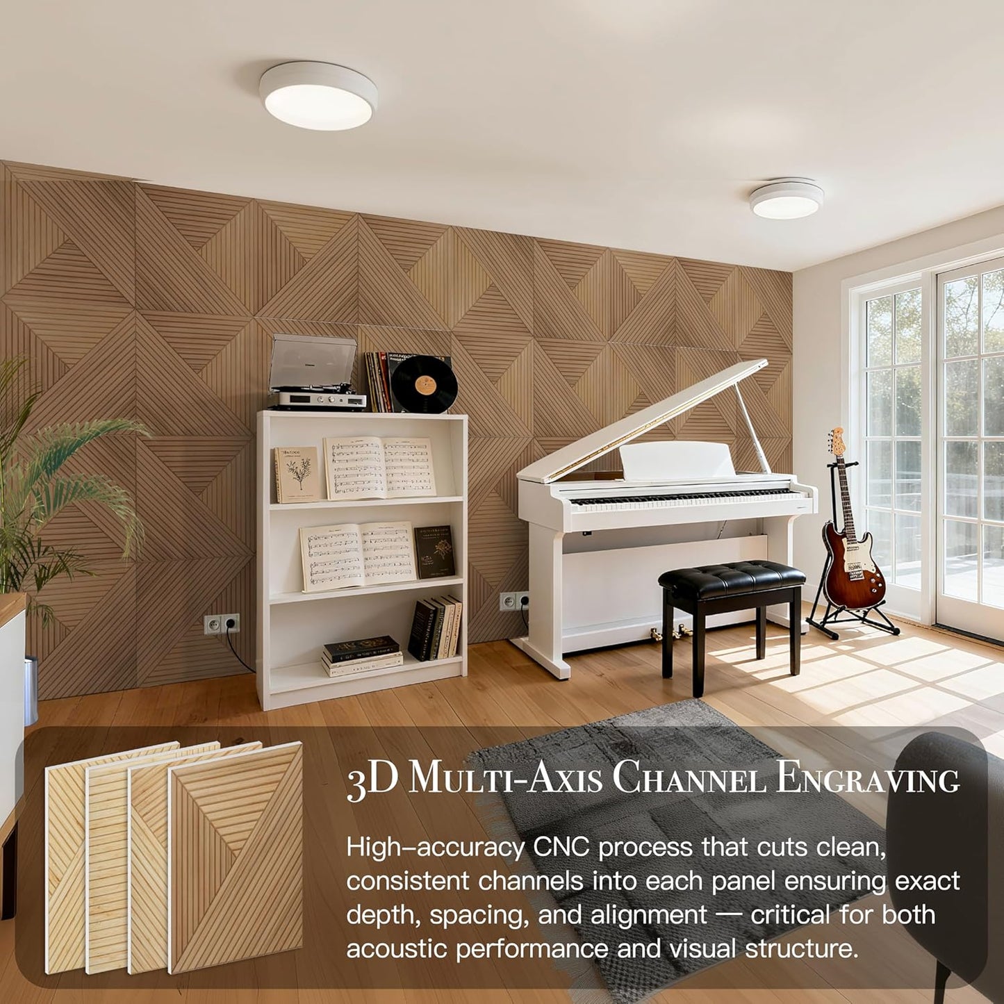 Soon Global Acoustical Wall Panels - 6-Piece Decorative Sound Absorbing Art | 23.62" x 23.62" Arcadian Vortex