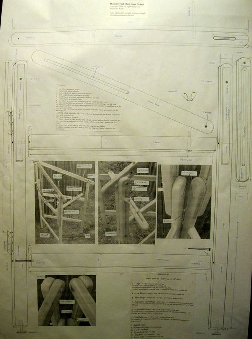 Hammered Dulcimer STAND PLANS - to make your own adjustable stand FULL SCALE PLANS