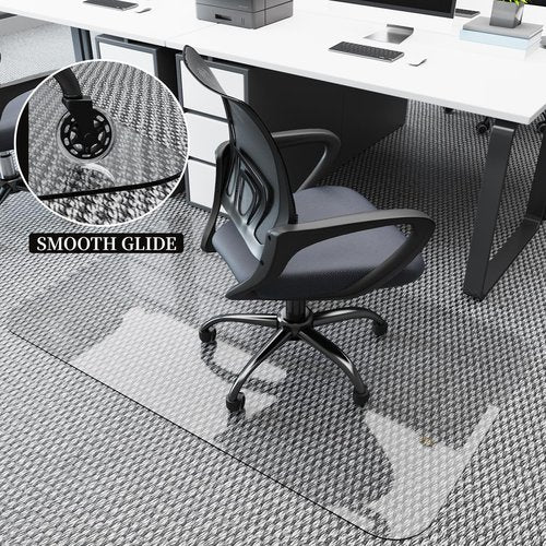 KAISLE Office Chair Mat for Carpet Floor, Plastic Rolling Chair Mat for Carpeted Floors, Computer Desk Chair Floor Mats, 48 x 30 Inch Rectangle Clear Heavy Duty Floors Protector 0.14 Inch Thick