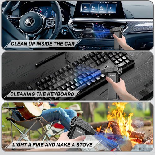 SDFM Electric Air Duster - 130000RPM Compressed Air Duster，3 Gear Adjustable Jet Dry Blower can Reusable Can for Computer Keyboard,Outdoors,Car,Home.… (Black)