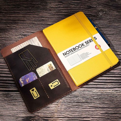 wowlomo Leather Notebook Cover for A5 Moleskine Notebook - 8.3" x 5" inch Handmade Soft Leather Journal Cover, Vintage Refillable Notebook Cover for Hardcover Notebooks Men|Planner|Gift|Coffee Adult
