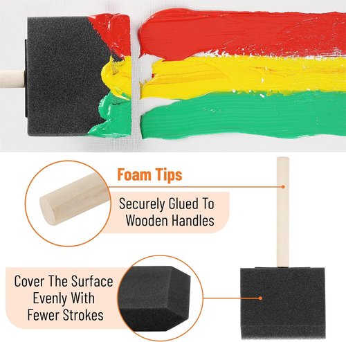 Bates Foam Paint Brushes - 3-Inch, 24 Pack for Effortless Painting, Staining & Mod Podge Projects