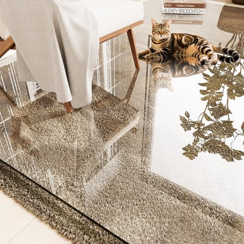 InfiniGlass Tempered Glass Chair Mat 60"x48" – Ultra-Clear Office Chair Mat for Hardwood Floors & Low-Pile Carpets – Heavy-Duty 0.2" Scratch-Resistant Surface with Non-Slip Pads – Supports 1,000 lbs