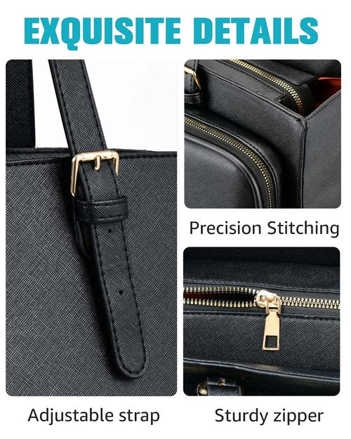 Bulado Teacher Tote Bag with Accordion File Pocket, Large Teacher Work Tote Bag for Women, Waterproof, Fits 15.6" Laptop