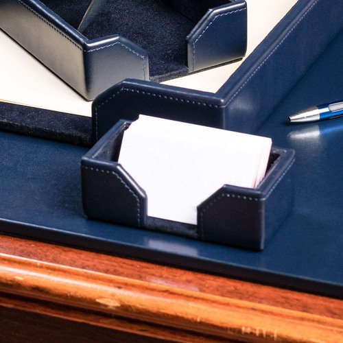 Dacasso Navy Blue Bonded Leather Business Card Holder